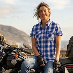 Dixxon Flannel Co Blue Plaid Short Sleeve Button Up small